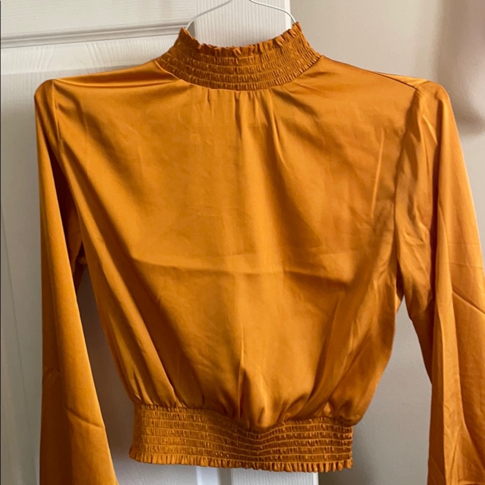 high neck satin dress top